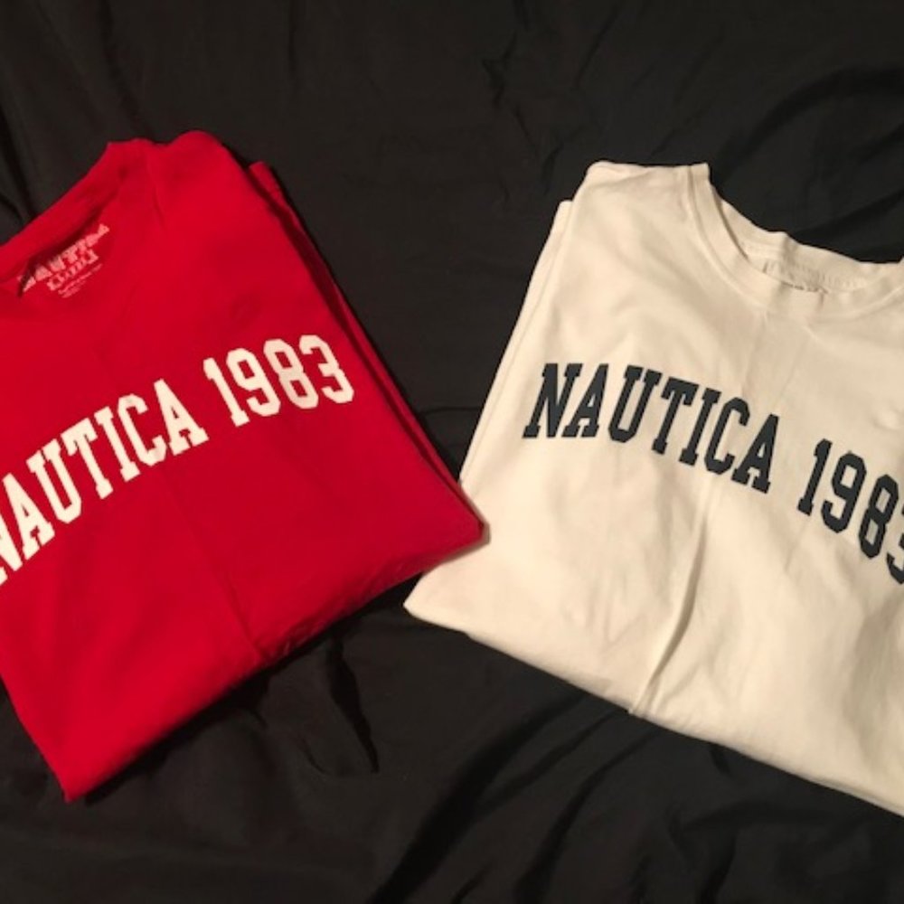 ❤️Men's Nautica Red and White Long Sleeved Shirts